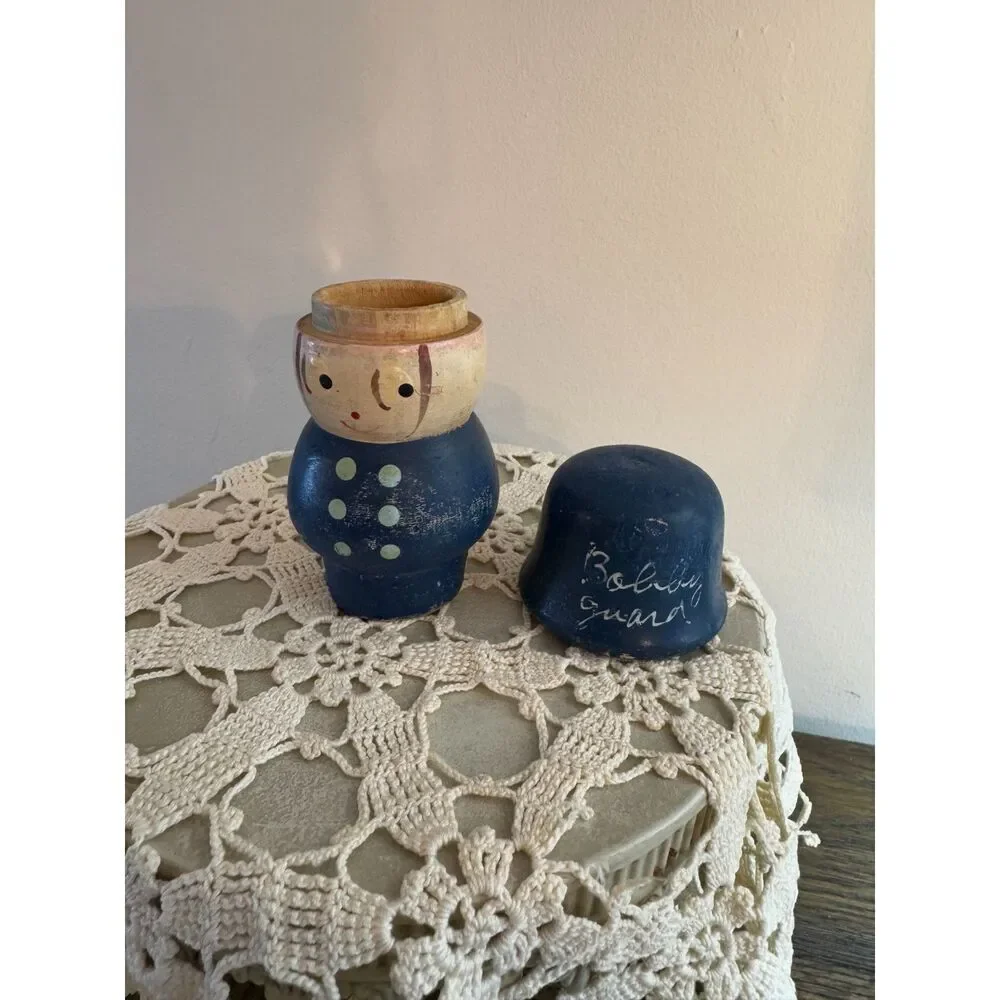 Adorable vintage wooden toy, English policeman, Bobby - Bobby Guard must see